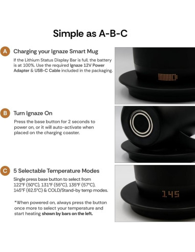 Taza Inteligente Autocalentable Ignaze 311ml - Pantalla LED