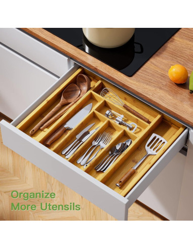 Organizador de Cajones Pipishell de Bambú Ajustable 49.8 cm