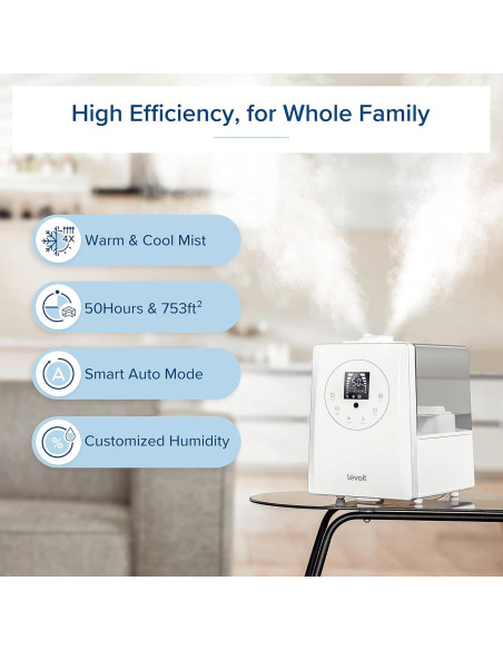 Humidificador Ultrasónico LEVOIT 6L Caliente y Frío para Dormitorio Humidificador Ultrasónico LEVOIT 6L Caliente y Frío para Dormitorio