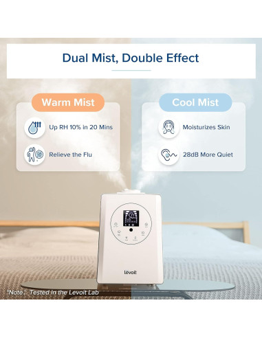 Humidificador Ultrasónico LEVOIT 6L Caliente y Frío para Dormitorio