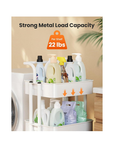 Carro de Utilidad Rodante Pipishell 3 Niveles Blanco