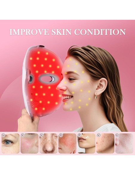 Máscara de Terapia de Luz Roja VIVIDCHARM LED Inalámbrica