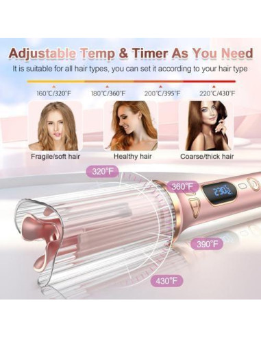 Rizador Automático Duomishu 1" Cerámico con 4 Temperaturas