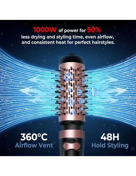 Cepillo Secador de Cabello OKWRAP 3 en 1 con 2 Cepillos 5 cm y 3.8 cm