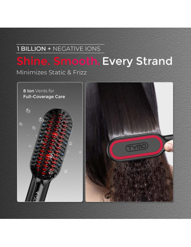 Cepillo Alisador TYMO Mini Iónico Compacto 22.86cm - Calor Rápido