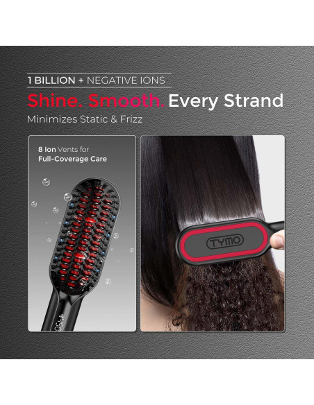 Cepillo Alisador TYMO Mini Iónico Compacto 22.86cm - Calor Rápido