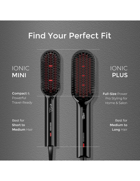 Cepillo Alisador TYMO Mini Iónico Compacto 22.86cm - Calor Rápido