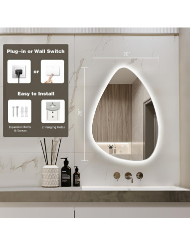 Espejo de Baño LED Irregular Niccy 71.1x50.8cm Anti-vaho