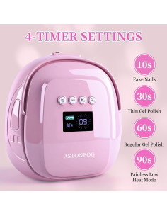 Lámpara UV LED 126W Astonfog Púrpura, Secador de Uñas Portátil 2