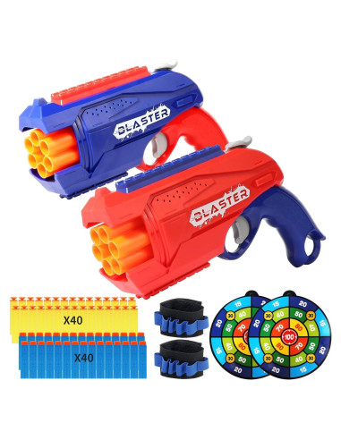 Paquete 2 Pistolas Nerf RLZHLYC + 80 Dardos Espuma