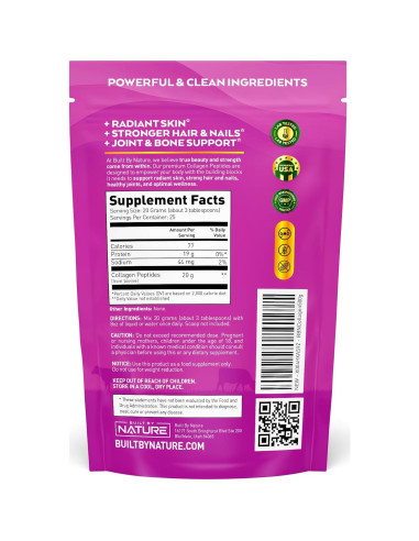 Polvo de Colágeno Hidrolizado Built By Nature 500g - Sin Sabor