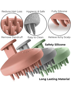 Cepillo Masajeador de Cuero Cabelludo ScalpLuv Gris 3 en 1 2