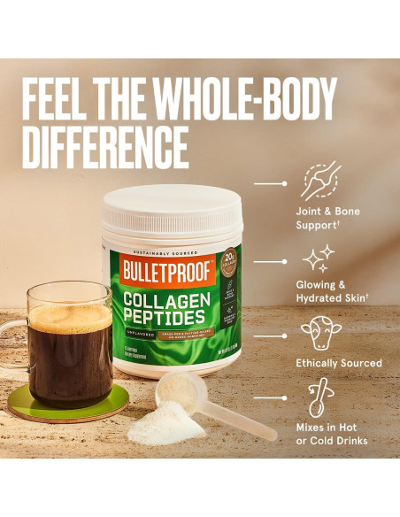 Colágeno en polvo Bulletproof 500g sin sabor para piel y huesos
