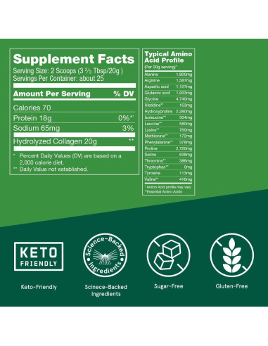 Colágeno en polvo Bulletproof 500g sin sabor para piel y huesos