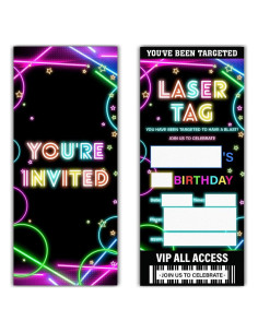 Invitaciones de Fiesta Laser Tag Qlnuk Set de 20 Tickets