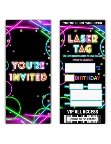 Invitaciones de Fiesta Laser Tag Qlnuk Set de 20 Tickets