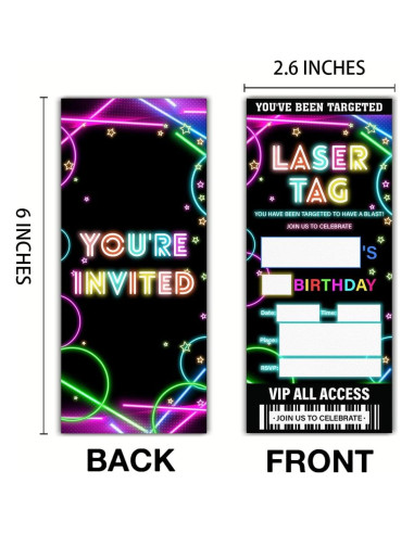 Invitaciones de Fiesta Laser Tag Qlnuk Set de 20 Tickets