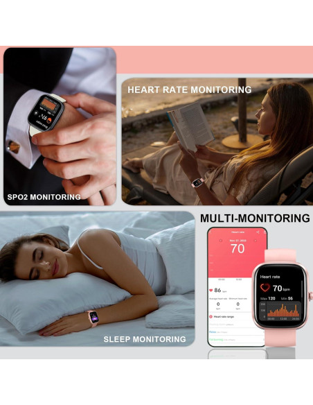 Reloj Inteligente Matast T60 Rosa Claro, 1.91" IP68, Fitness Reloj Inteligente Matast T60 Rosa Claro, 1.91" IP68, Fitness
