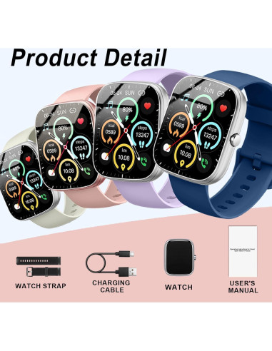 Reloj Inteligente Matast T60 Rosa Claro, 1.91" IP68, Fitness