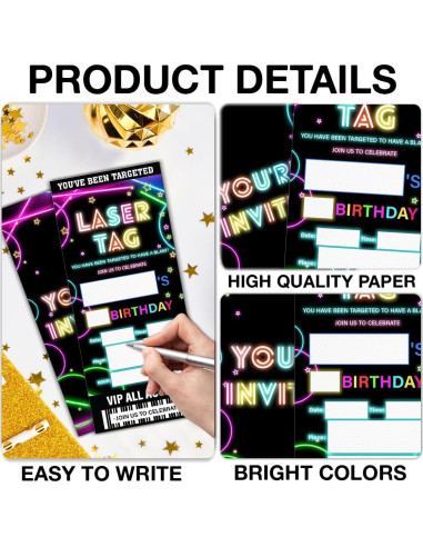 Invitaciones de Fiesta Laser Tag Qlnuk Set de 20 Tickets