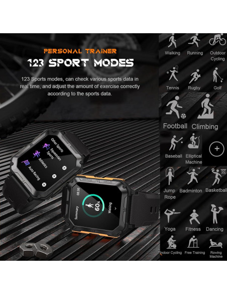 Reloj Inteligente YoimJoyFun Resistente IP68 1.83" Naranja