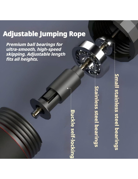 Cuerda de Salto con Peso Elicho Ajustable 2.8m para Ejercicio