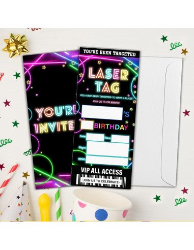Invitaciones de Fiesta Laser Tag Qlnuk Set de 20 Tickets