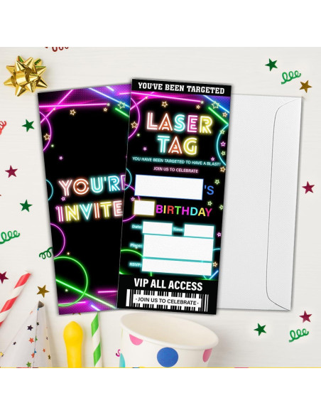Invitaciones de Fiesta Laser Tag Qlnuk Set de 20 Tickets