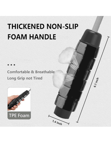 Cuerda de Salto Ajustable FitColt 3.05m con Peso y Mango de Espuma