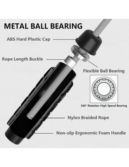 Cuerda de Salto Ajustable FitColt 3.05m con Peso y Mango de Espuma