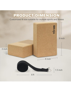 Bloques de Yoga de Corcho YIGUO 2 Piezas Antideslizantes 22.86x15.24cm 2