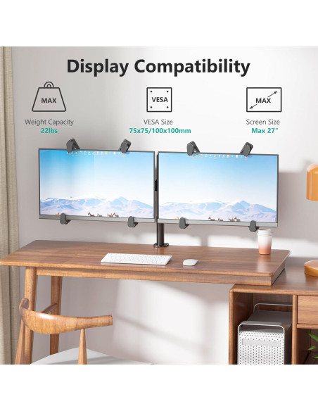 Soporte Doble para Monitor WALI, Ajustable hasta 68,58 cm