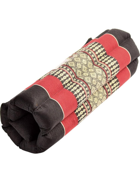 Cojín enrollable Zafuko negro y rojo de kapok orgánico 0.5 kg