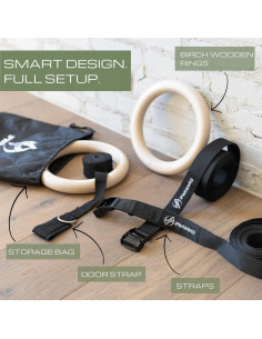 Anillas Gimnásticas PWR4WRD 1.25" (3.18 cm) con Correas Ajustables 2