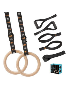 Anillos de Gimnasia de Madera Vulken 2.8 cm con Correas Ajustables