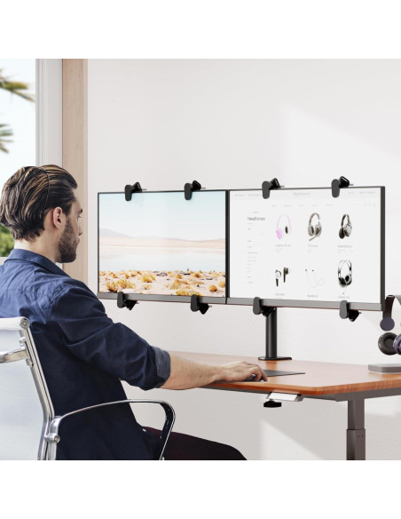 Soporte Doble para Monitor WALI, Ajustable hasta 68,58 cm