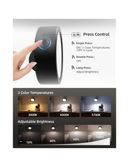 EZVALO Lámpara LED de Pared Recargable 5500mAh 2 Paquete