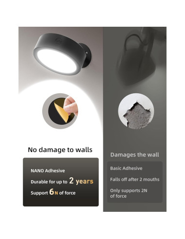 EZVALO Lámpara LED de Pared Recargable 5500mAh 2 Paquete