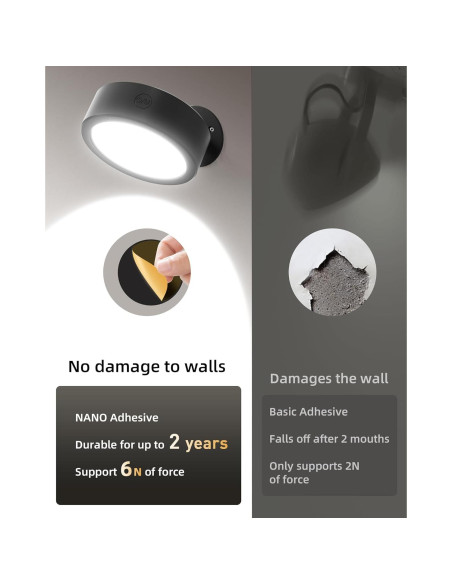 EZVALO Lámpara LED de Pared Recargable 5500mAh 2 Paquete