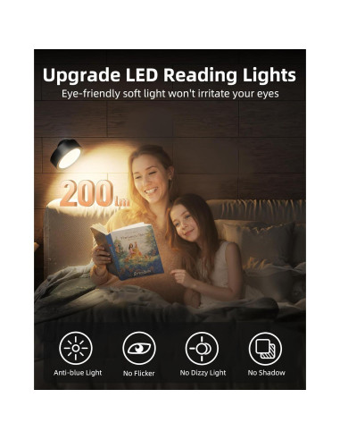 EZVALO Lámpara LED de Pared Recargable 5500mAh 2 Paquete