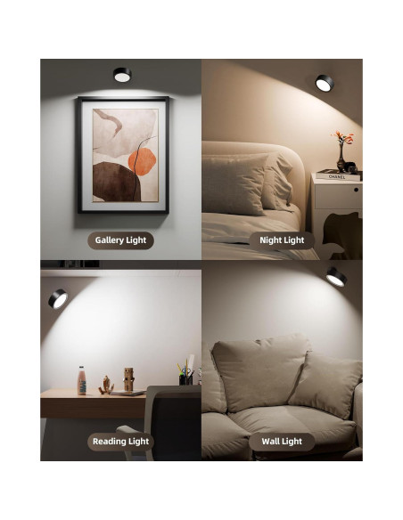 EZVALO Lámpara LED de Pared Recargable 5500mAh 2 Paquete