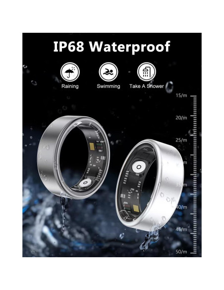 Anillo Inteligente Qiwadu Plata 7 - Monitoreo Salud IP68
