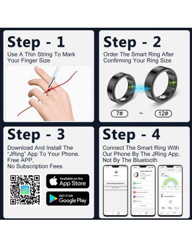 Anillo Inteligente Qiwadu Plata 7 - Monitoreo Salud IP68