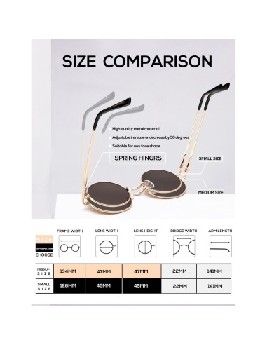 Gafas de sol redondas polarizadas KALIYADI UV400 para hombres y mujeres