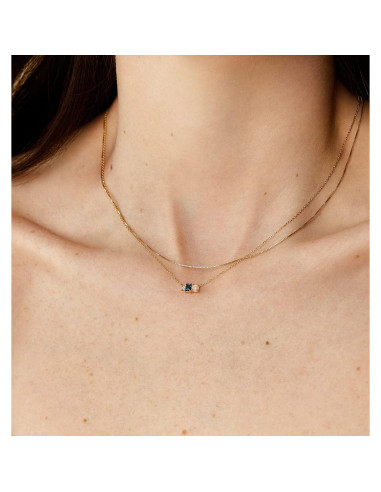 Collar Choker de Oro 18K Minimalista Cadena de Caja 40.64 cm