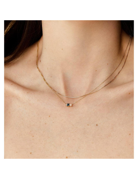 Collar Choker de Oro 18K Minimalista Cadena de Caja 40.64 cm