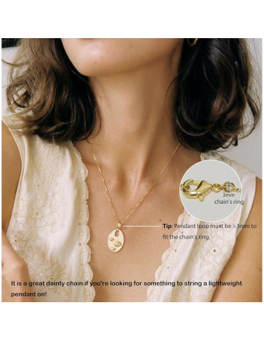 Collar Choker de Oro 18K Minimalista Cadena de Caja 40.64 cm