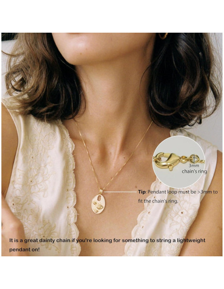 Collar Choker de Oro 18K Minimalista Cadena de Caja 40.64 cm