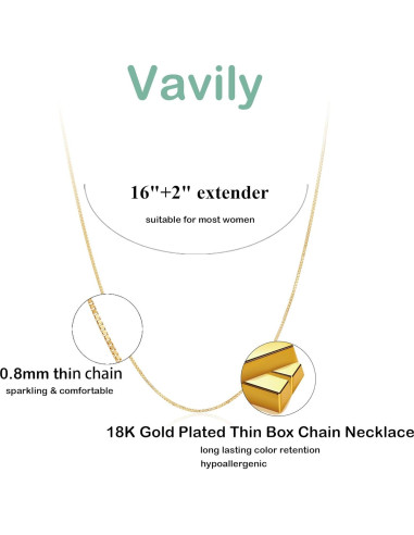 Collar Choker de Oro 18K Minimalista Cadena de Caja 40.64 cm