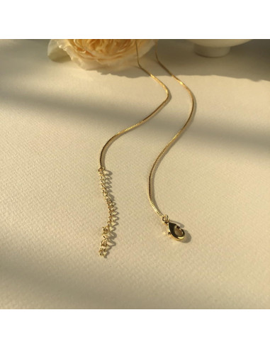 Collar Choker de Oro 18K Minimalista Cadena de Caja 40.64 cm